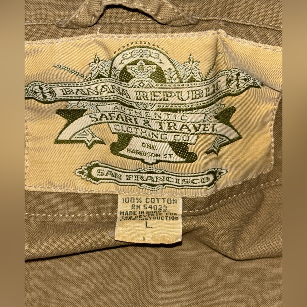 Vintage Banana Republic Safari Jacket Large Tan Photography Packable Hood​​​ - Picture 8 of 12